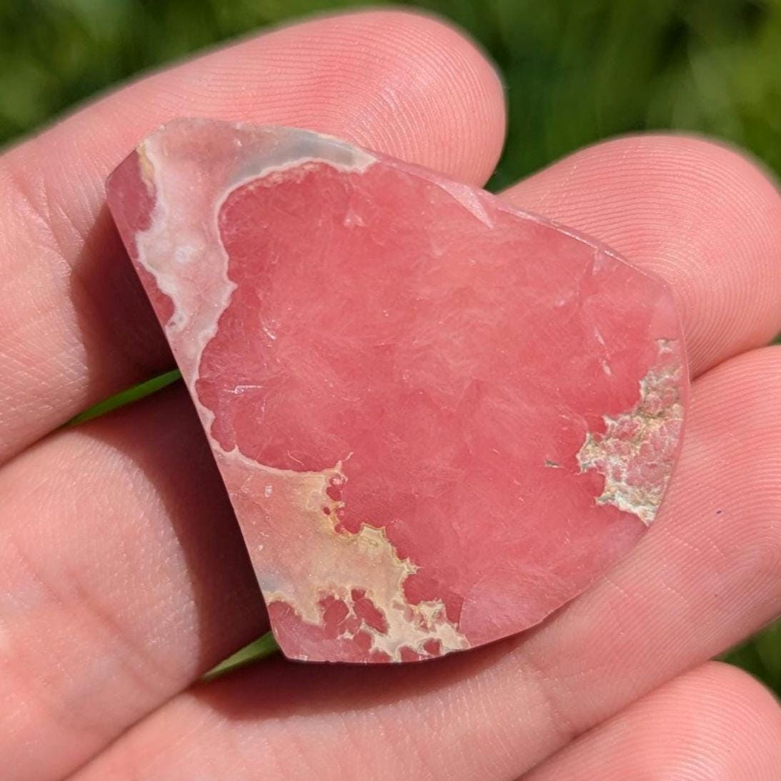 77 ct Polished Rhodochrosite Slab - Two Sides Polished Pink Rhodochrosite - Capillitas Mine, Andalgalá, Catamarca, Argentina - Raw Edge Slab