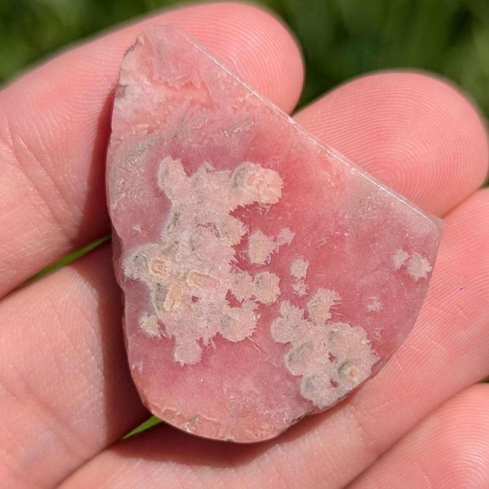77 ct Polished Rhodochrosite Slab - Two Sides Polished Pink Rhodochrosite - Capillitas Mine, Andalgalá, Catamarca, Argentina - Raw Edge Slab