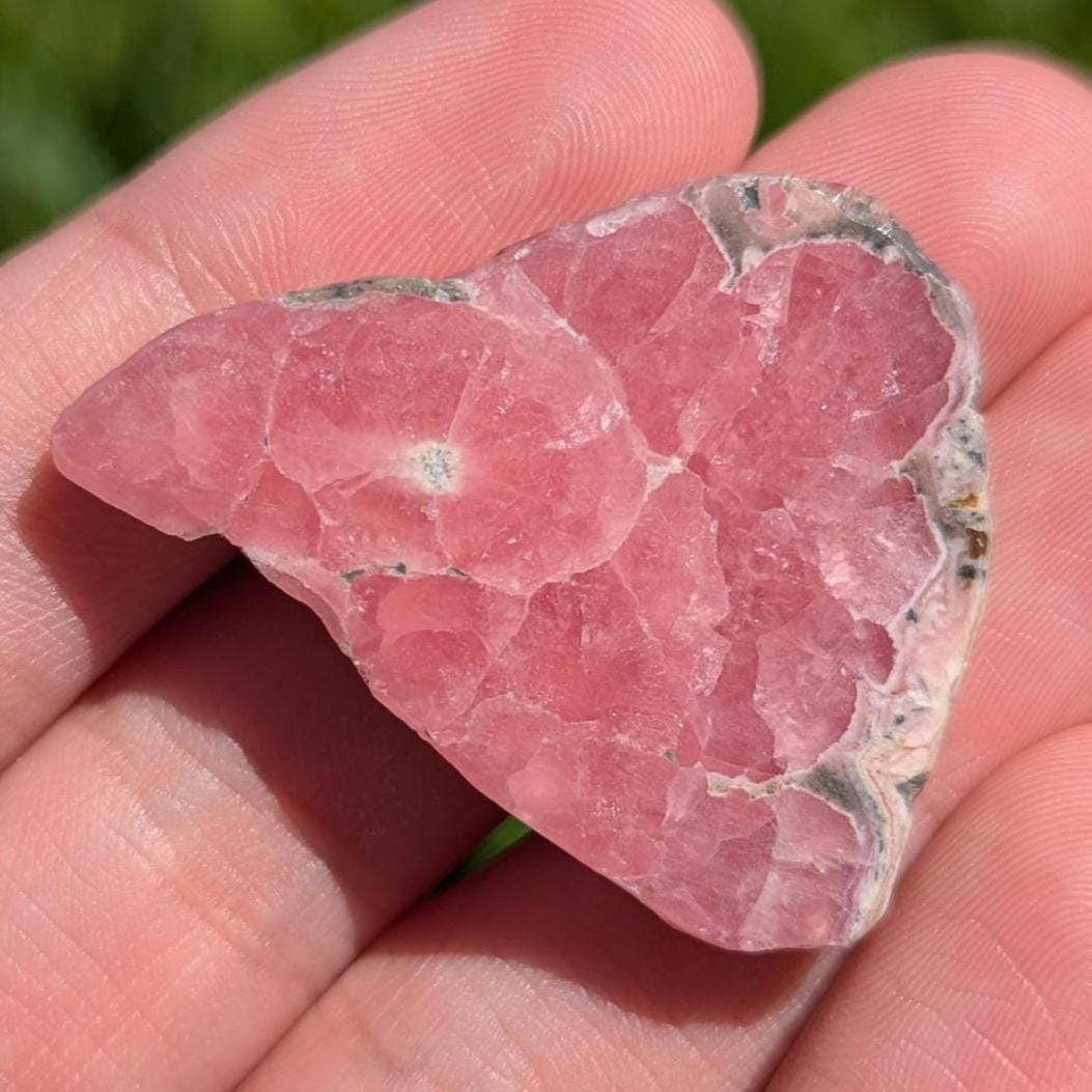 78 ct Polished Rhodochrosite Slab - Two Sides Polished Pink Rhodochrosite - Capillitas Mine, Andalgalá, Catamarca, Argentina - Raw Edge Slab