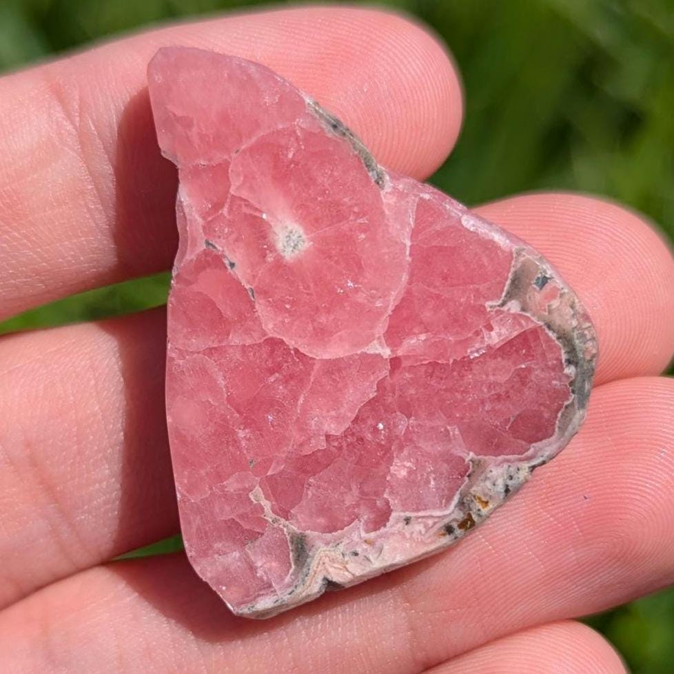78 ct Polished Rhodochrosite Slab - Two Sides Polished Pink Rhodochrosite - Capillitas Mine, Andalgalá, Catamarca, Argentina - Raw Edge Slab