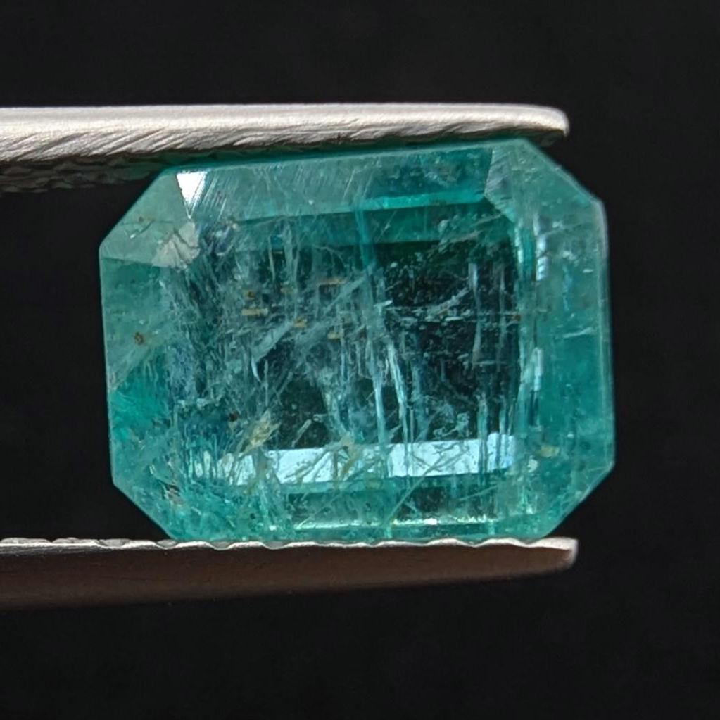 1.66ct Natural Emerald - Zambian Emerald with Minor Oil - Green Emerald from Zambia - Loose Octagon Cut Emerald - Faceted Loose Gemstone