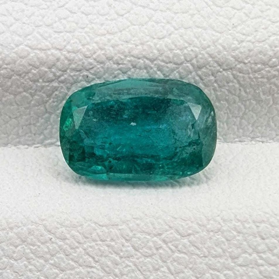 1.31ct Natural Emerald - Zambian Emerald with Minor Oil - Green Emerald from Zambia - Loose Cushion Cut Emerald - Faceted Loose Gemstone