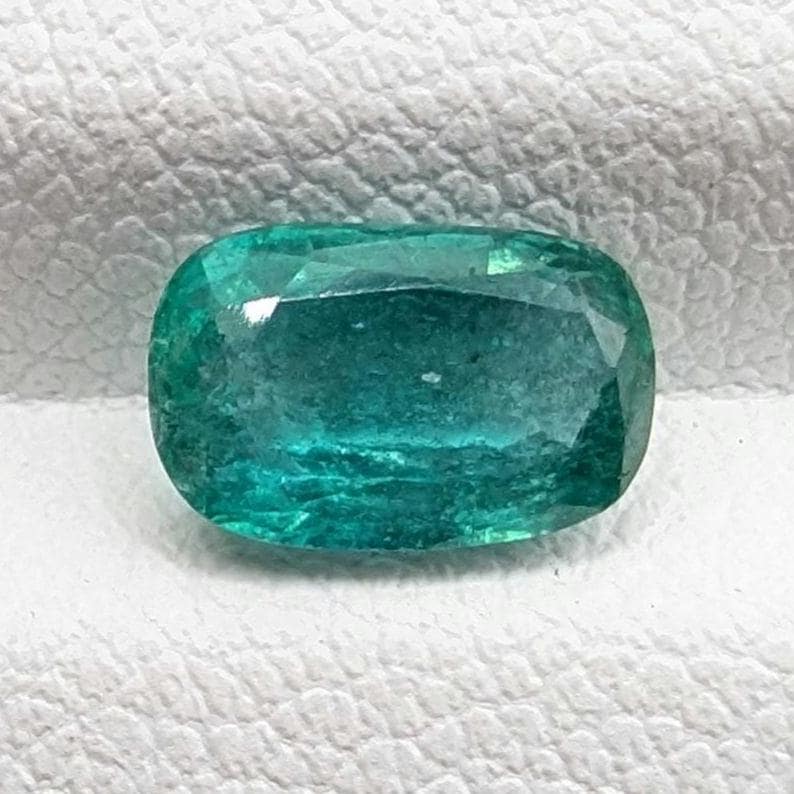 1.31ct Natural Emerald - Zambian Emerald with Minor Oil - Green Emerald from Zambia - Loose Cushion Cut Emerald - Faceted Loose Gemstone