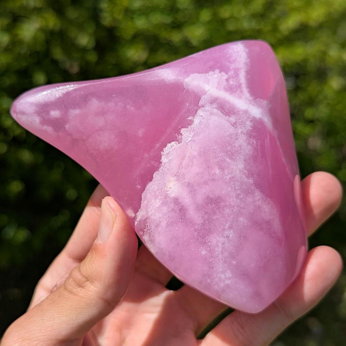 268g Vivid Natural Pink Aragonite Freeform - Balochistan, Pakistan - Polished Pink Aragonite Crystal - Genuine Bright Pink Aragonite