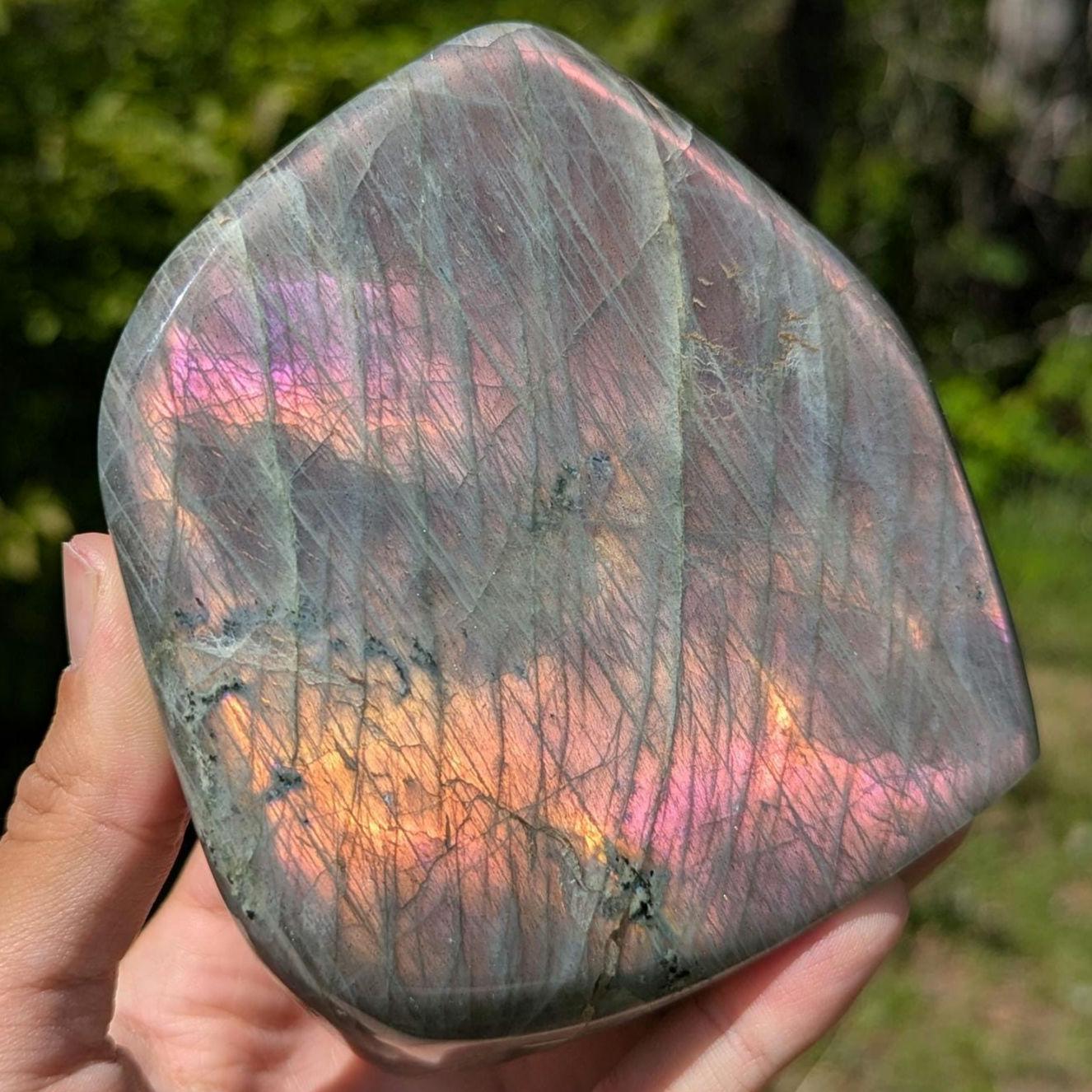 1.00 kg Purple Labradorite Crystal - Polished Purple, Orange, Pink Flash Labradorite Freeform - Large Polished Labradorite - Madagascar