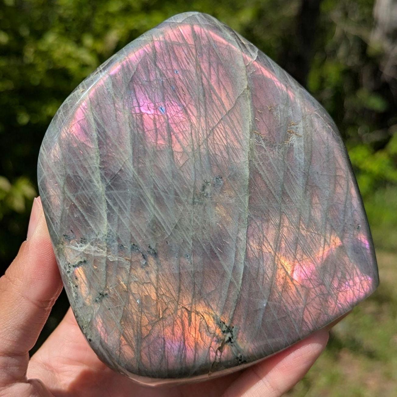 1.00 kg Purple Labradorite Crystal - Polished Purple, Orange, Pink Flash Labradorite Freeform - Large Polished Labradorite - Madagascar