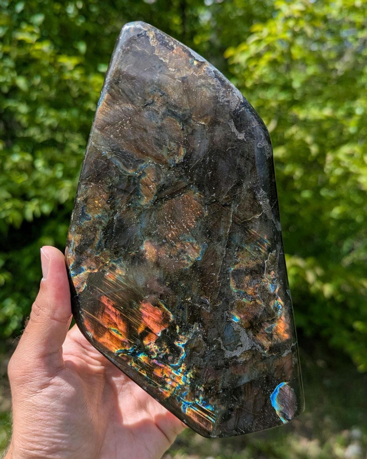 1.24 kg Orange Labradorite Crystal - Polished Purple, Orange, Blue Flash Labradorite Freeform - Large Polished Labradorite - Madagascar