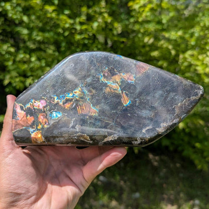 1.24 kg Orange Labradorite Crystal - Polished Purple, Orange, Blue Flash Labradorite Freeform - Large Polished Labradorite - Madagascar