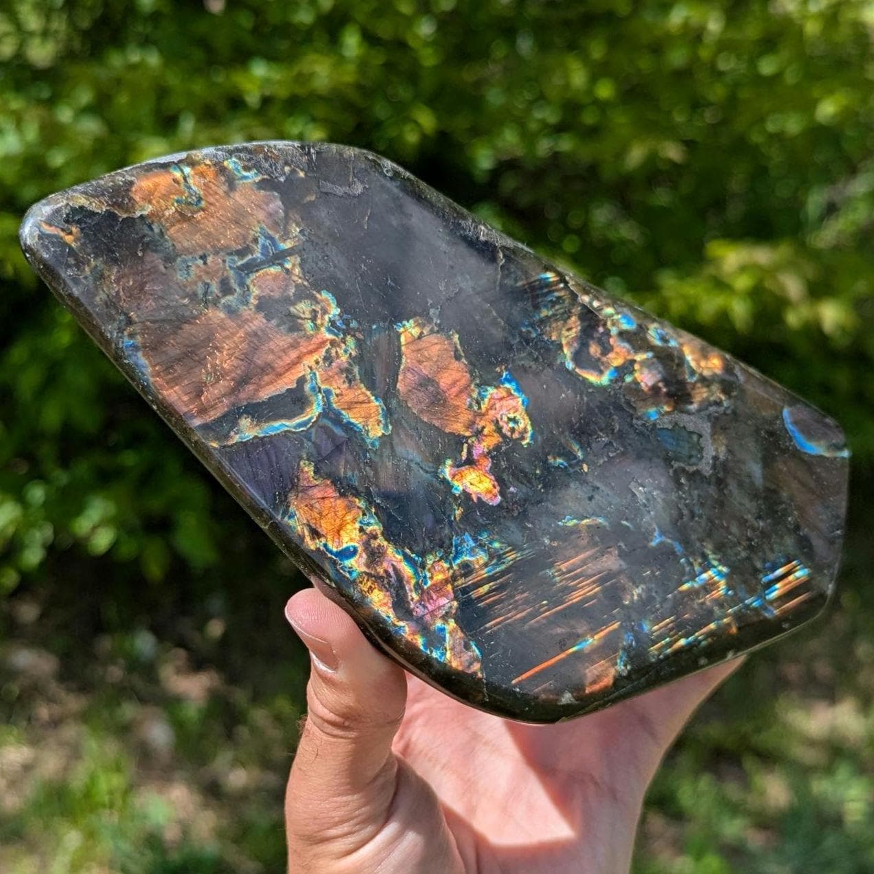 1.24 kg Orange Labradorite Crystal - Polished Purple, Orange, Blue Flash Labradorite Freeform - Large Polished Labradorite - Madagascar