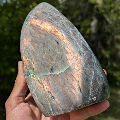 1.88 kg Orangey Pink Labradorite Crystal - Polished Orange, Pink Flash Labradorite Freeform - Large Polished Labradorite - Madagascar