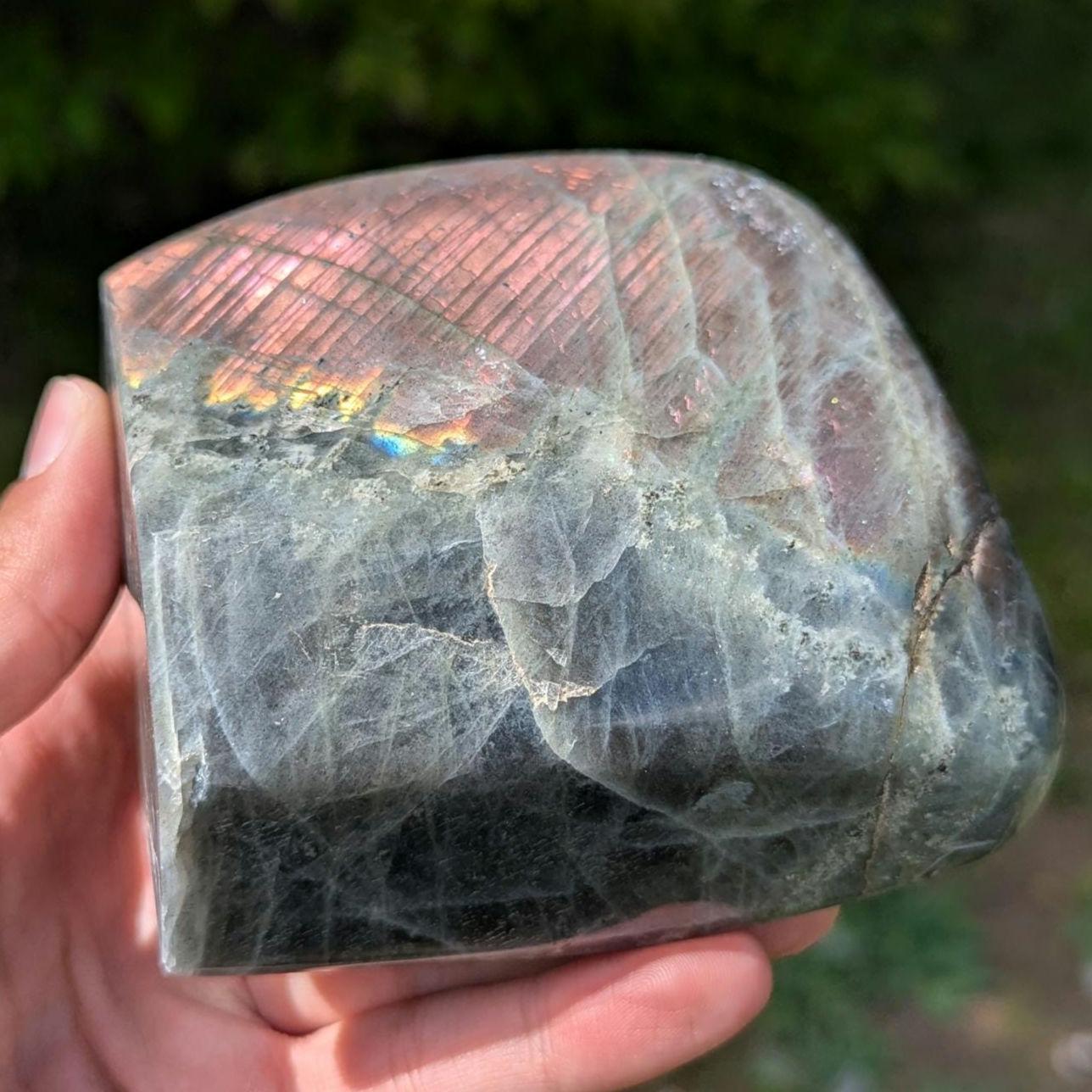1.16 kg Purple Labradorite Crystal - Polished Purple, Orange, Pink Flash Labradorite Freeform - Large Polished Labradorite - Madagascar