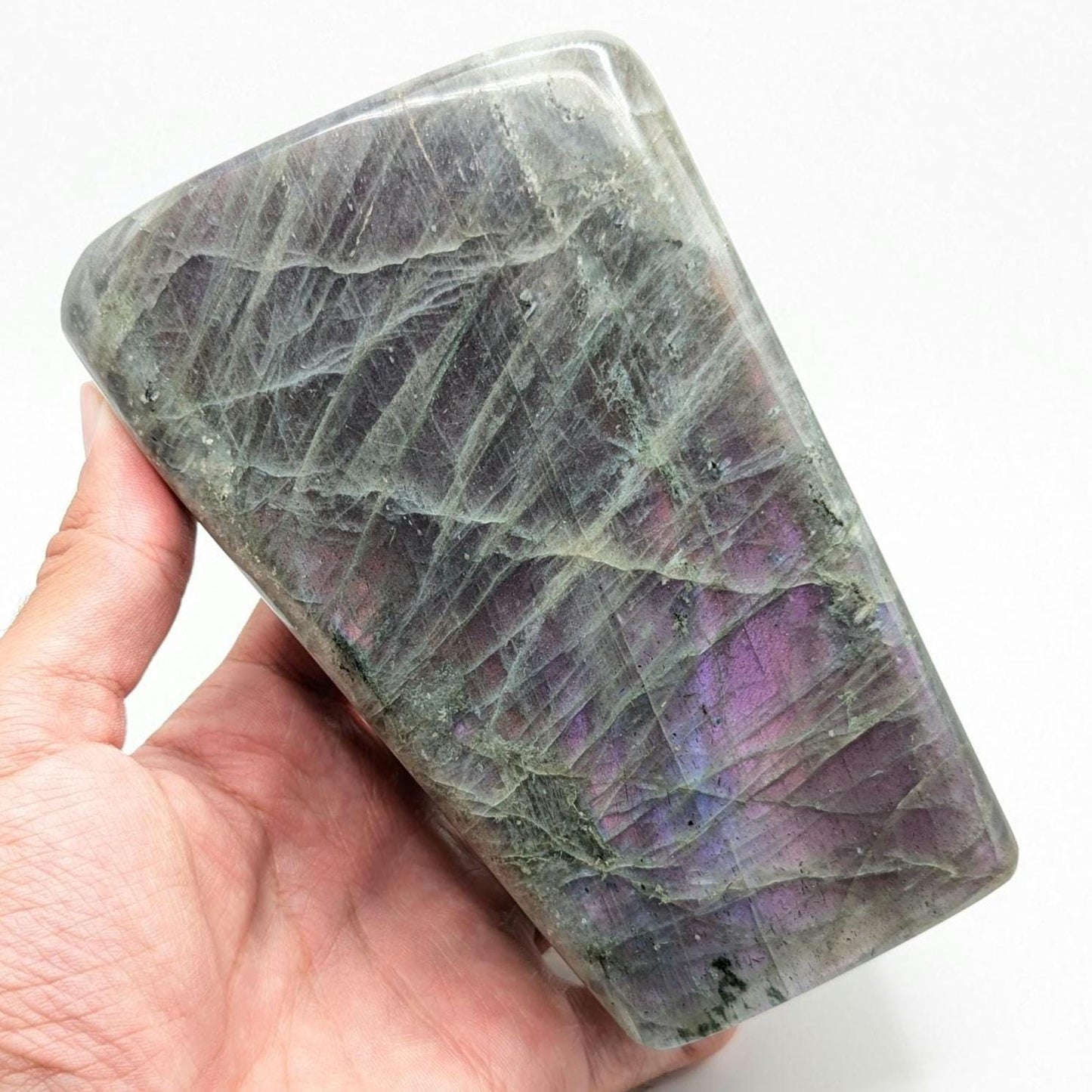 1.01 kg Purple Labradorite Crystal - Polished Purple, Orange, Pink Flash Labradorite Freeform - Large Polished Labradorite - Madagascar
