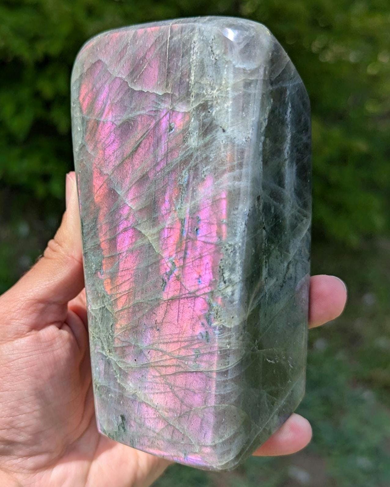 1.01 kg Purple Labradorite Crystal - Polished Purple, Orange, Pink Flash Labradorite Freeform - Large Polished Labradorite - Madagascar
