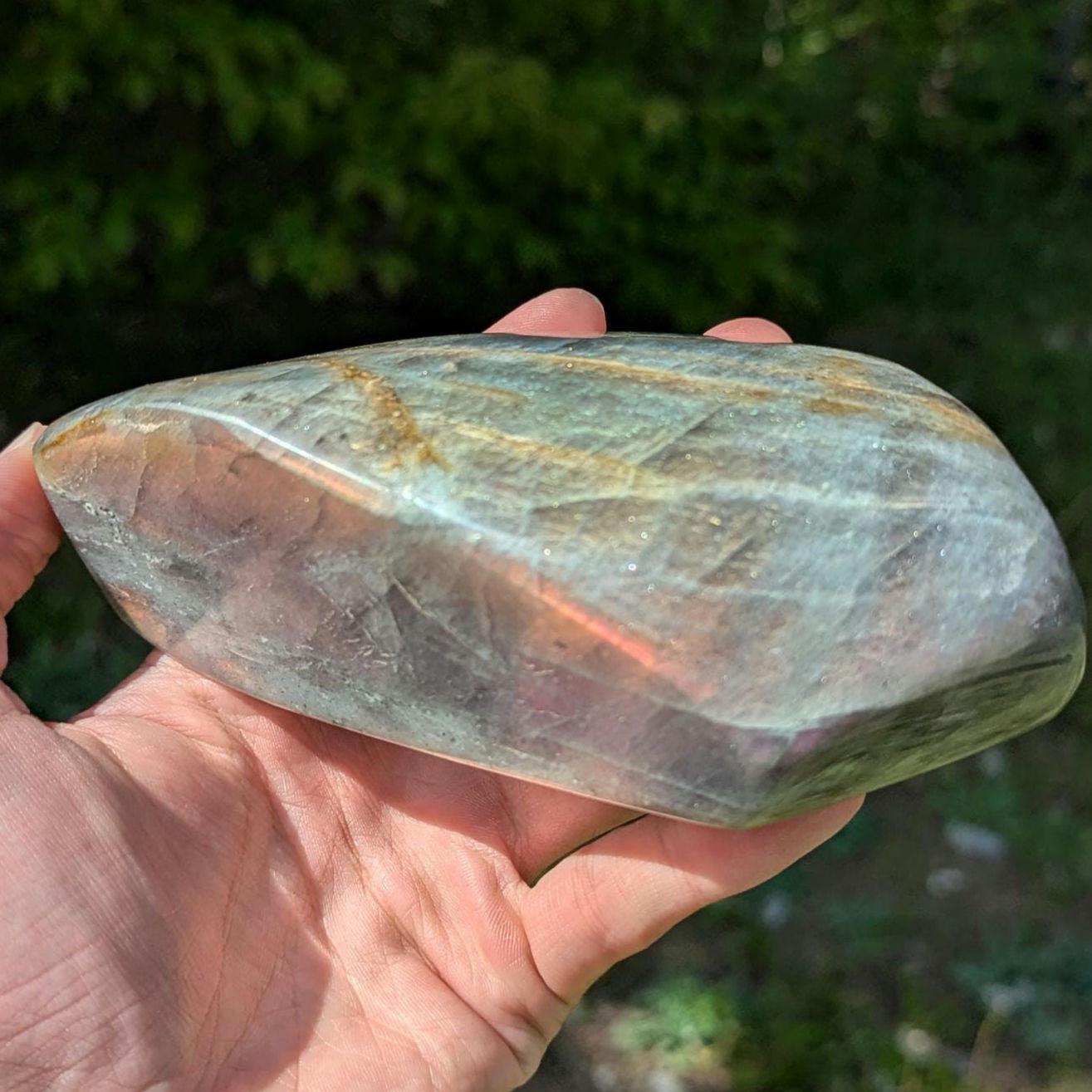 899 g Purple Labradorite Crystal - Polished Purple, Orange, Pink Flash Labradorite Freeform - Large Polished Labradorite - Madagascar