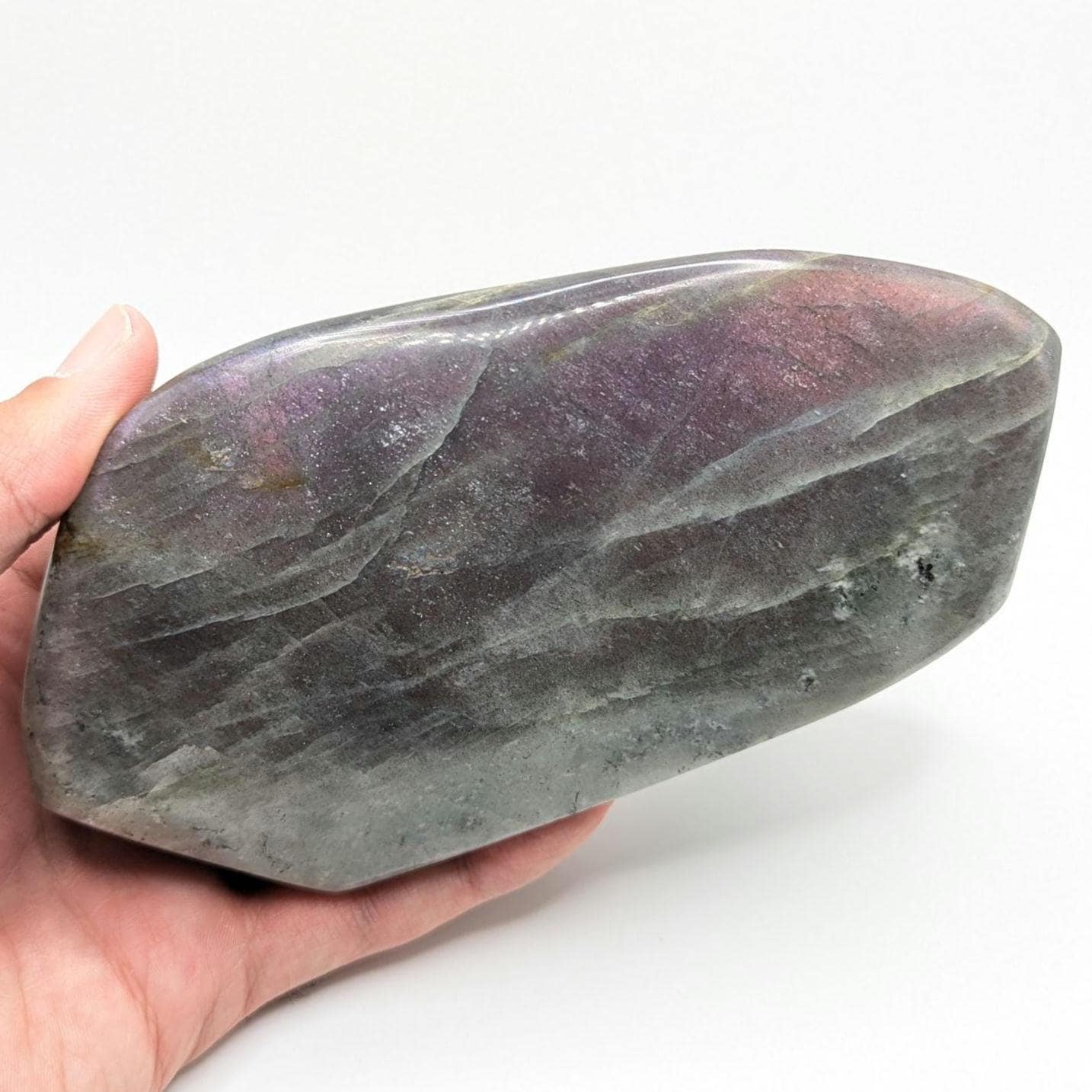 899 g Purple Labradorite Crystal - Polished Purple, Orange, Pink Flash Labradorite Freeform - Large Polished Labradorite - Madagascar