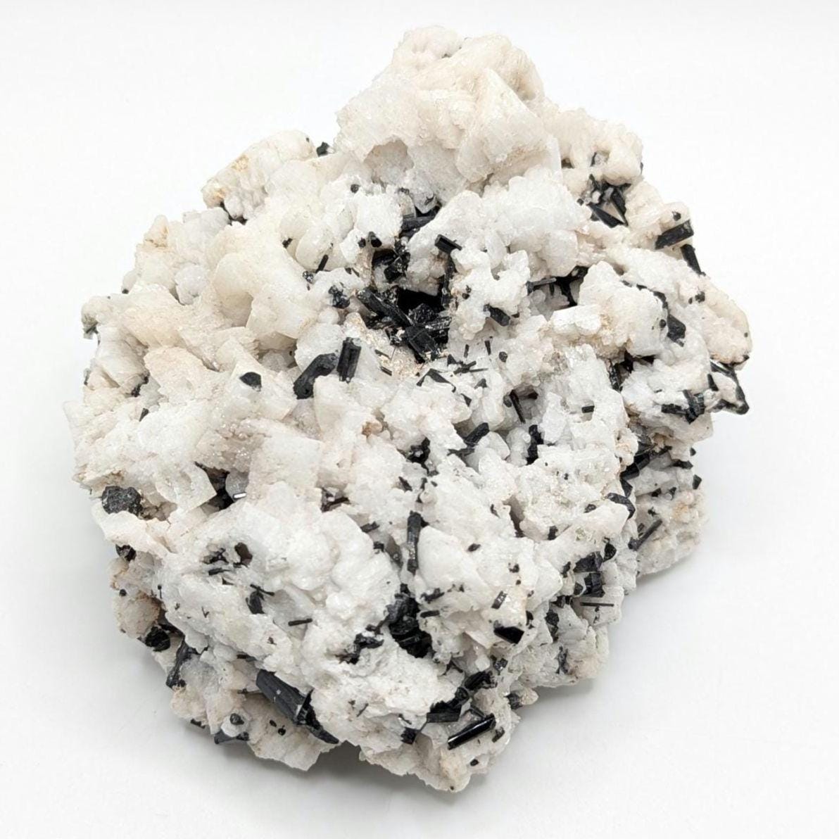 480 g Black Tourmaline Crystals in Calcite - Skardu, Pakistan - Natural Mineral Specimen - Calcite covered with Black Tourmaline