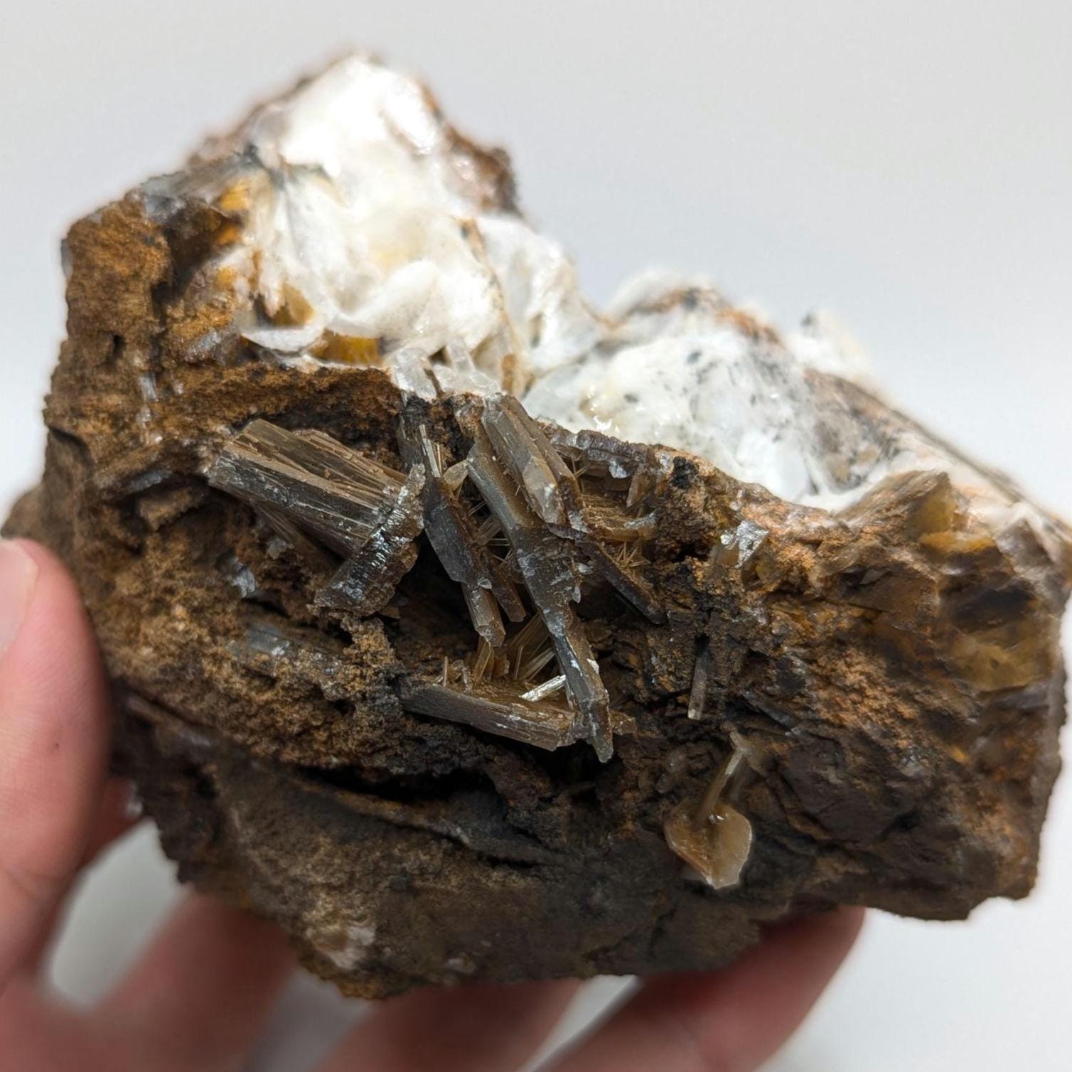 865 g Blue Barite on White Barite Matrix Specimen - Nador, Morocco - Barite Mineral Specimen - Blue Baryte from Morocco - Natural Crystal