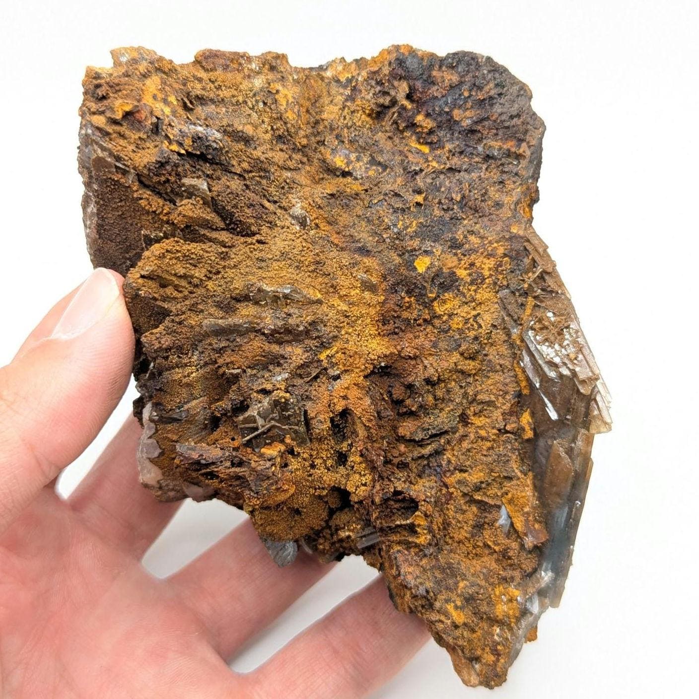 347 g Blue Barite with Brown Barite Matrix Specimen - Nador, Morocco - Barite Mineral Specimen - Blue Baryte from Morocco - Natural Crystal
