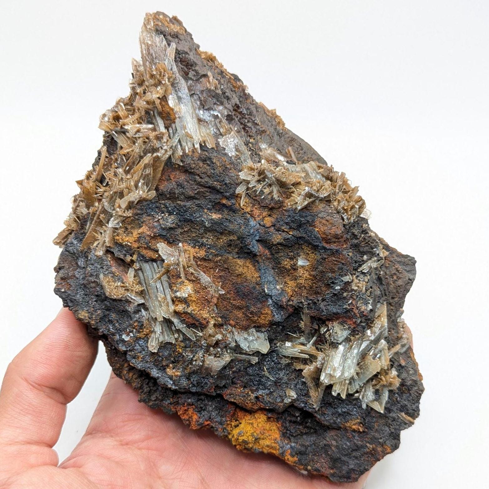 487 g Blue Barite with Brown Barite Matrix Specimen - Nador, Morocco - Barite Mineral Specimen - Blue Baryte from Morocco - Natural Crystal