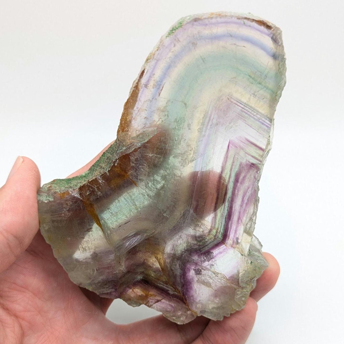 294 g Natural Rainbow Fluorite Slab - Green and Purple Fluorite Polished Crystal Specimen - Fluorite Slab - Crystal Home Decor