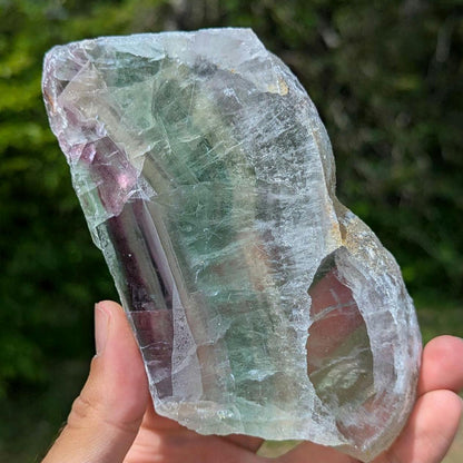 459 g Natural Rainbow Fluorite Slab - Green and Purple Fluorite Polished Crystal Specimen - Fluorite Slab - Crystal Home Decor