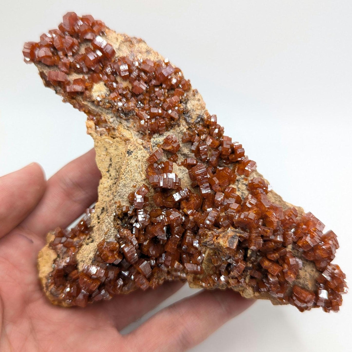 370 g Crystallized Vanadinite Crystals - Fine Mineral Specimen - Mibladen, Morocco - Handpicked at Mine - Natural Sparkling Red Vanadinite