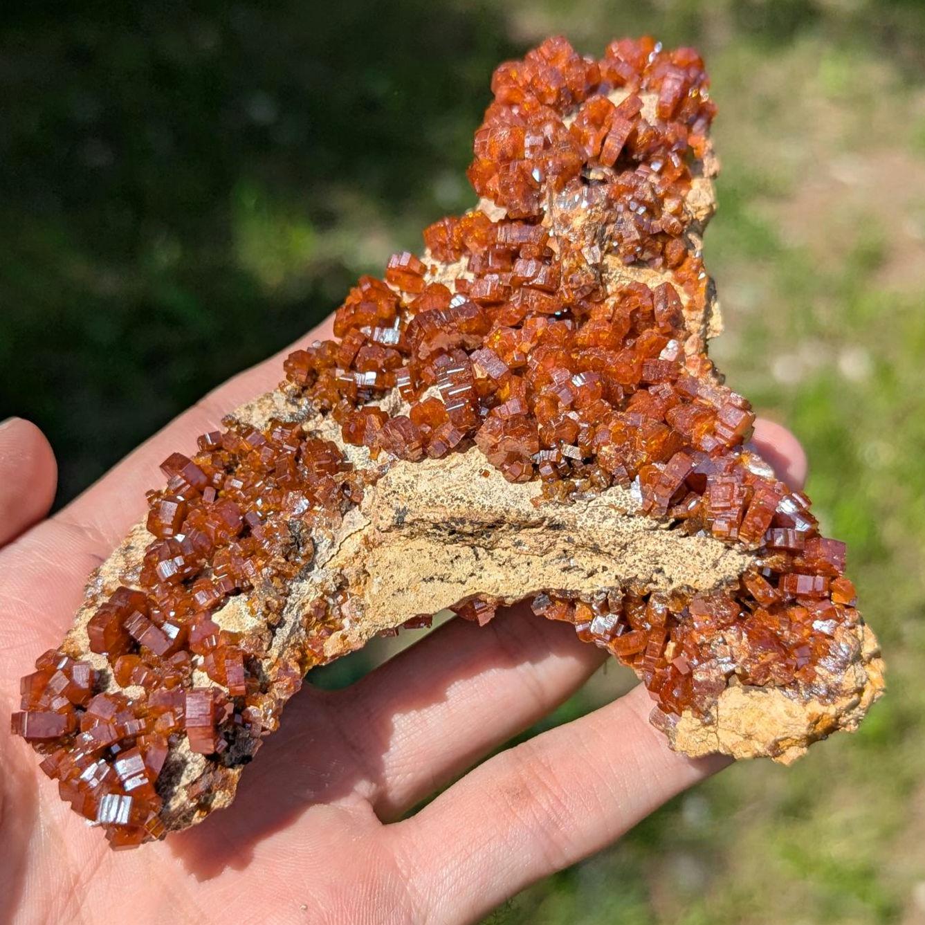 370 g Crystallized Vanadinite Crystals - Fine Mineral Specimen - Mibladen, Morocco - Handpicked at Mine - Natural Sparkling Red Vanadinite