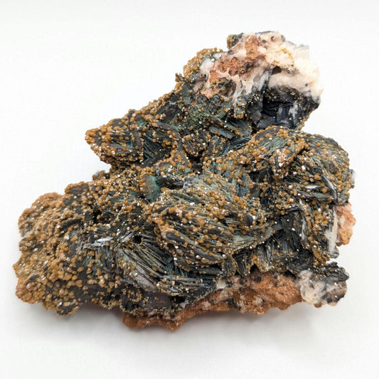 634 g Vanadinite on Black and White Barite - Mibladen, Morocco - Handpicked at Mine - Natural Sparkling Red Vanadinite Mineral Specimen
