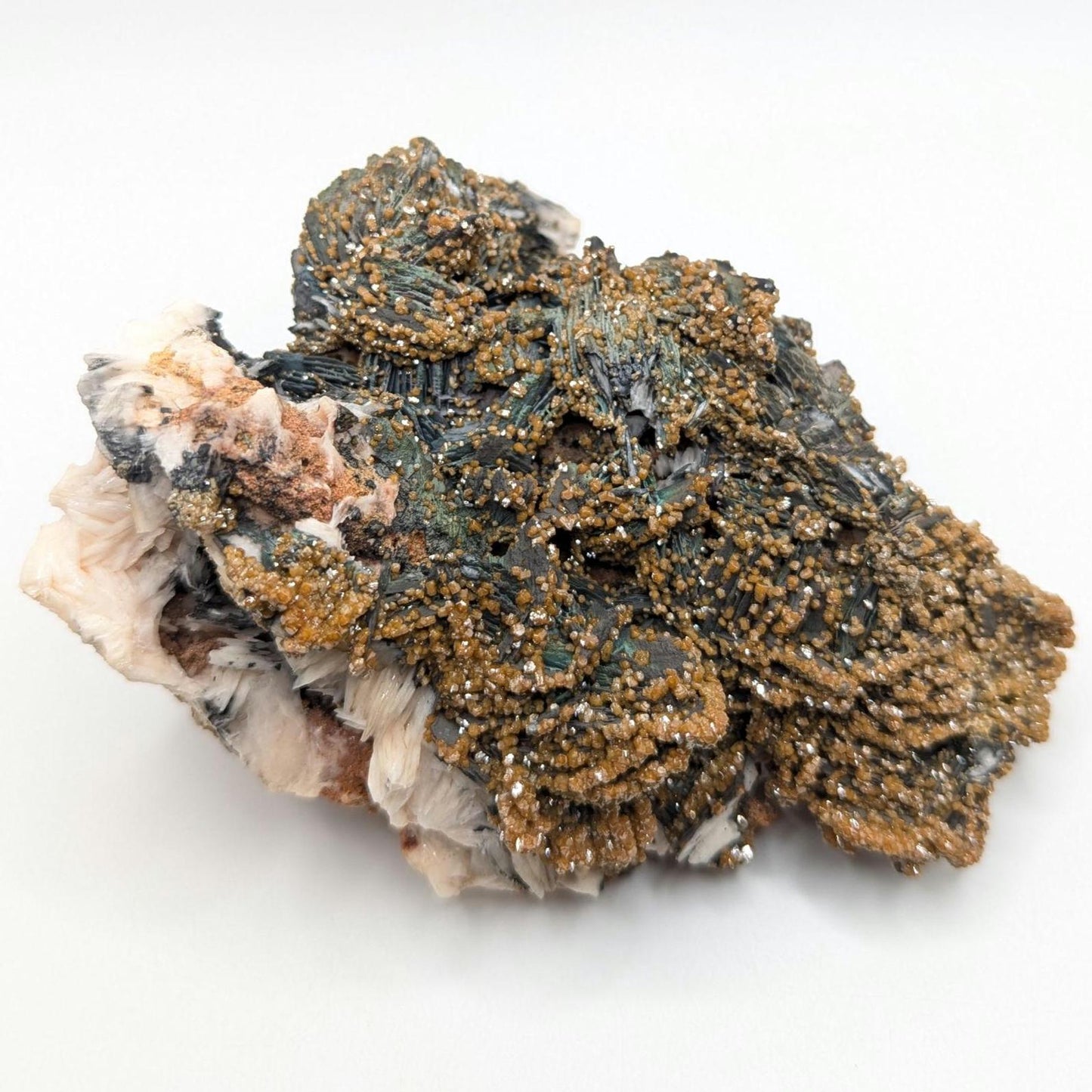 634 g Vanadinite on Black and White Barite - Mibladen, Morocco - Handpicked at Mine - Natural Sparkling Red Vanadinite Mineral Specimen