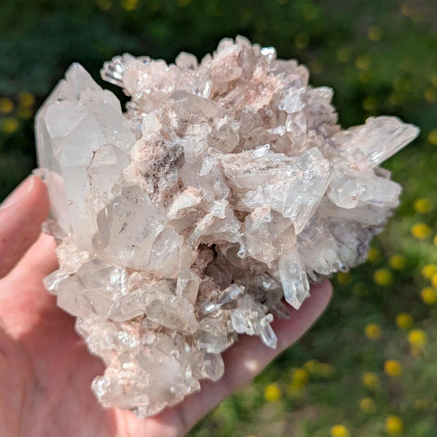 848g Natural Pink Quartz - Lithium Coated Quartz Crystal - Bolivar, Colombia - Pink Quartz Cluster - Crystallized Lemurian Quartz Specimen