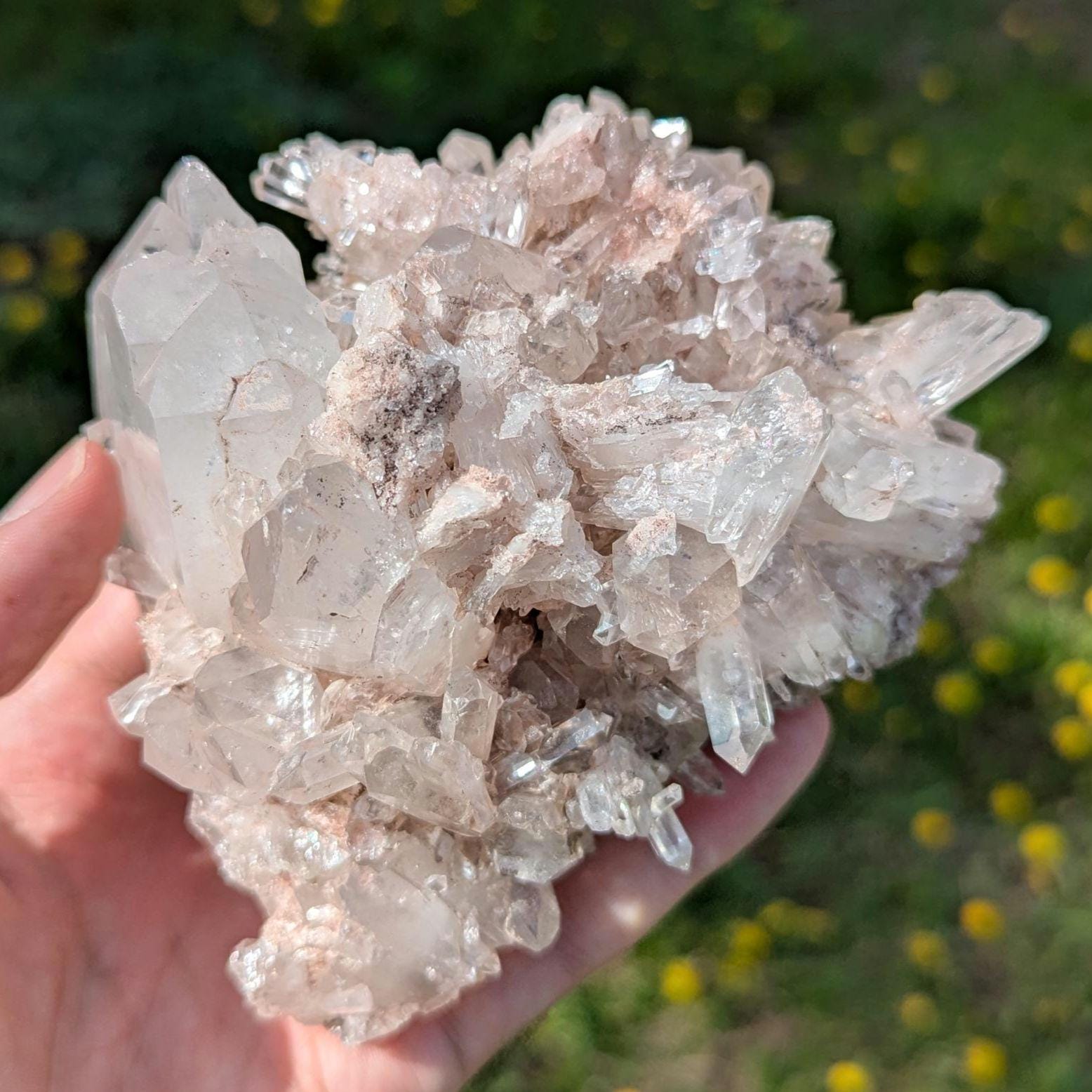 848g Natural Pink Quartz - Lithium Coated Quartz Crystal - Bolivar, Colombia - Pink Quartz Cluster - Crystallized Lemurian Quartz Specimen