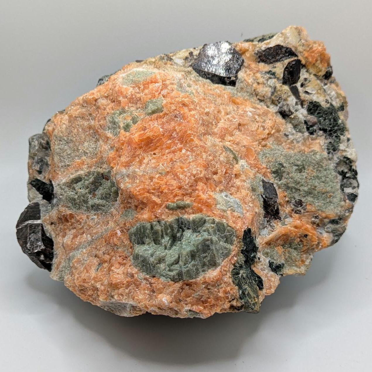 3.36 kg Rare Titanite Crystals in Orange Calcite with Fluorapatite - Yates Mine, Otter Lake, Quebec, Canada - Natural Large Mineral Specimen