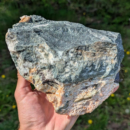 3.36 kg Rare Titanite Crystals in Orange Calcite with Fluorapatite - Yates Mine, Otter Lake, Quebec, Canada - Natural Large Mineral Specimen