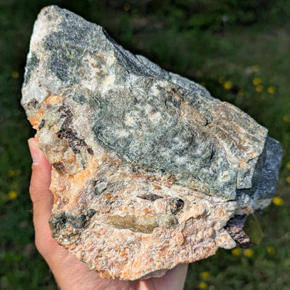 3.36 kg Rare Titanite Crystals in Orange Calcite with Fluorapatite - Yates Mine, Otter Lake, Quebec, Canada - Natural Large Mineral Specimen