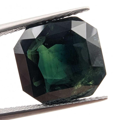 8.65ct Dark Teal Green Sapphire - Queensland, Australia - Unheated Octagonal Cut Loose Gemstone