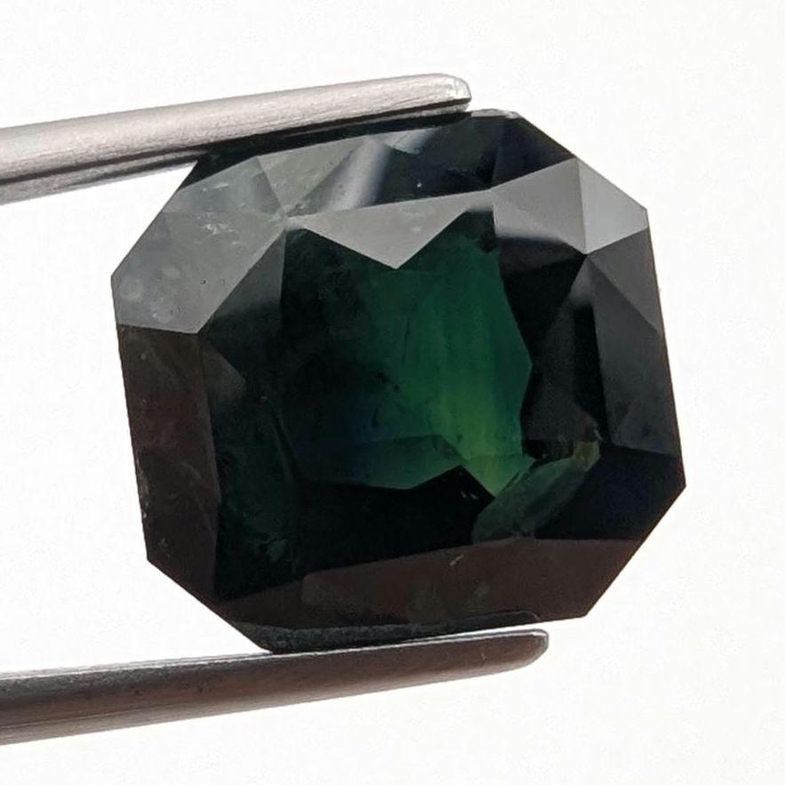 8.65ct Dark Teal Green Sapphire - Queensland, Australia - Unheated Octagonal Cut Loose Gemstone