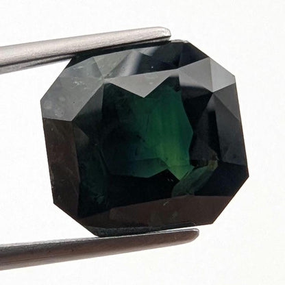 8.65ct Dark Teal Green Sapphire - Queensland, Australia - Unheated Octagonal Cut Loose Gemstone
