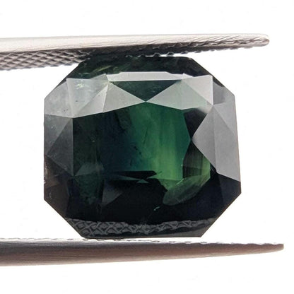 8.65ct Dark Teal Green Sapphire - Queensland, Australia - Unheated Octagonal Cut Loose Gemstone