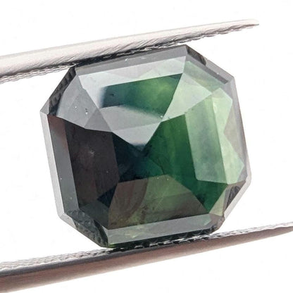 8.65ct Dark Teal Green Sapphire - Queensland, Australia - Unheated Octagonal Cut Loose Gemstone