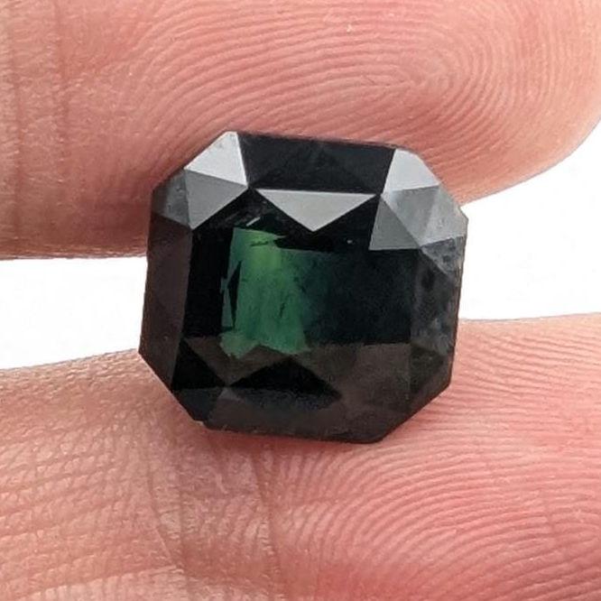 8.65ct Dark Teal Green Sapphire - Queensland, Australia - Unheated Octagonal Cut Loose Gemstone