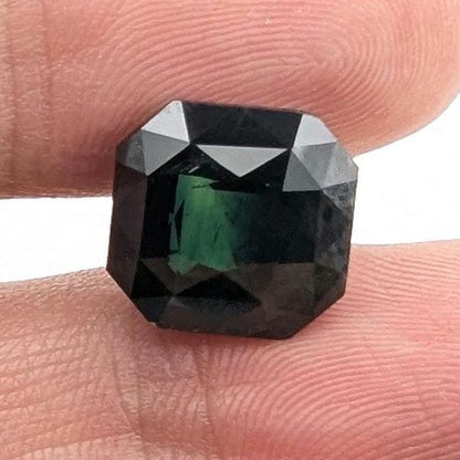 8.65ct Dark Teal Green Sapphire - Queensland, Australia - Unheated Octagonal Cut Loose Gemstone