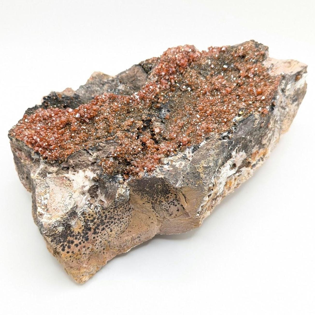 1.20 kg XL Vanadinite on Matrix - Mibladen, Morocco - Handpicked at Mine - Natural Vanadinite Specimen - Sparkling Red Vanadinite Mineral