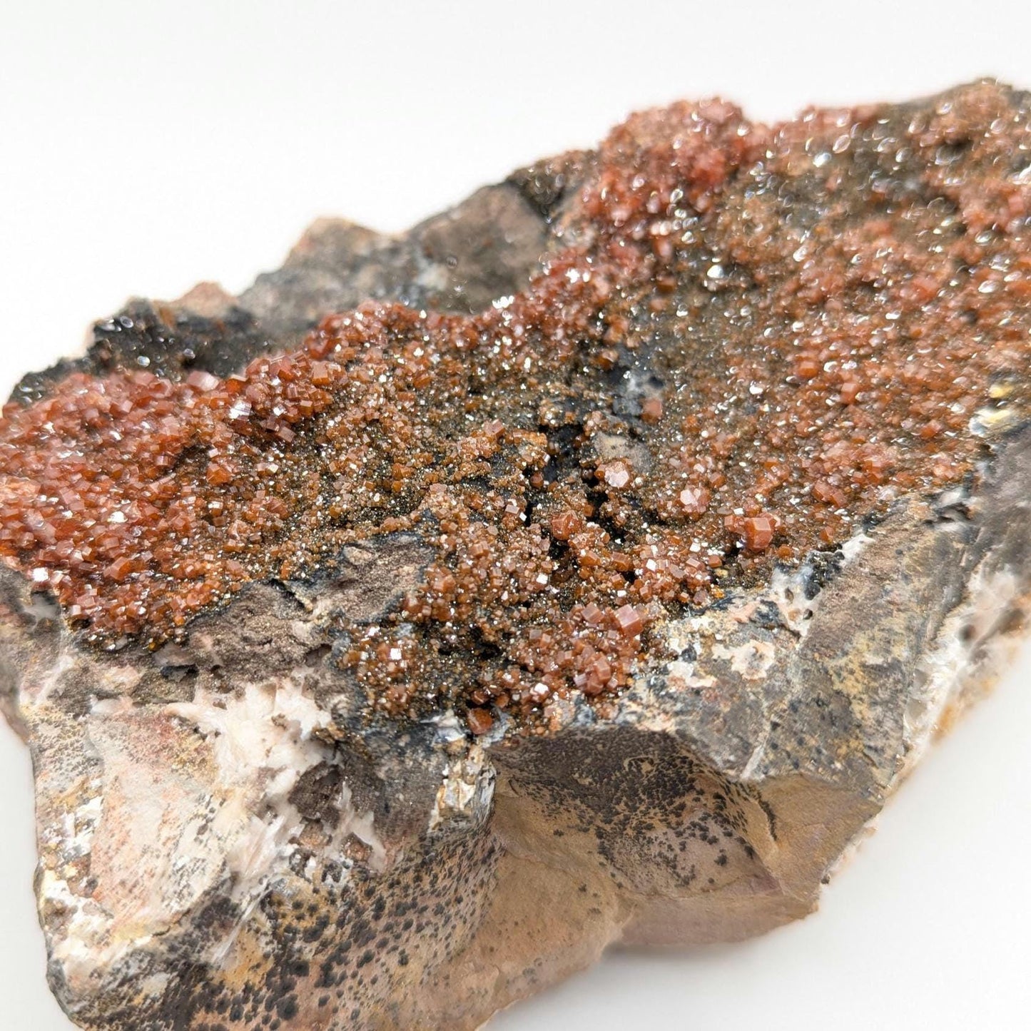 1.20 kg XL Vanadinite on Matrix - Mibladen, Morocco - Handpicked at Mine - Natural Vanadinite Specimen - Sparkling Red Vanadinite Mineral