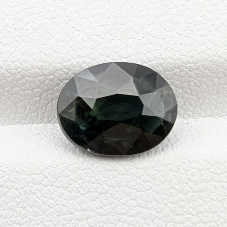 3.76ct Dark Teal Parti Sapphire - Queensland, Australia - Green and Blue Oval Cut Loose Gemstone - Heated Sapphire
