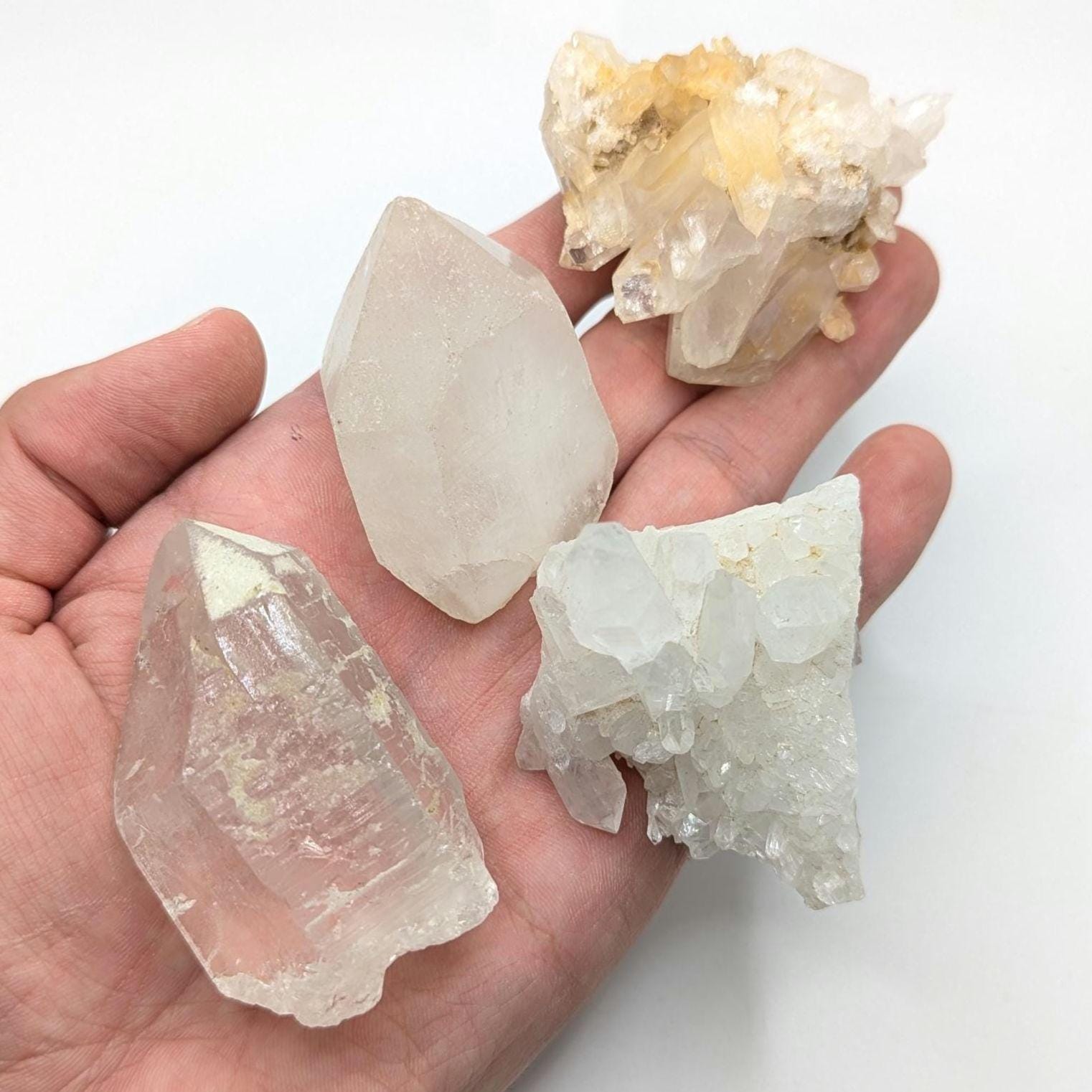 263 g (4 piece set) Quartz Crystals - Natural Clear Quartz Crystals from Pakistan - Raw Quartz Points - Clear Quartz Clusters