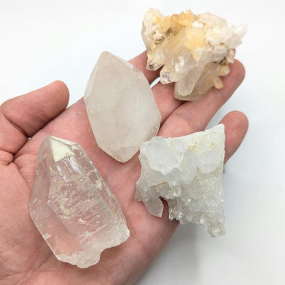 263 g (4 piece set) Quartz Crystals - Natural Clear Quartz Crystals from Pakistan - Raw Quartz Points - Clear Quartz Clusters