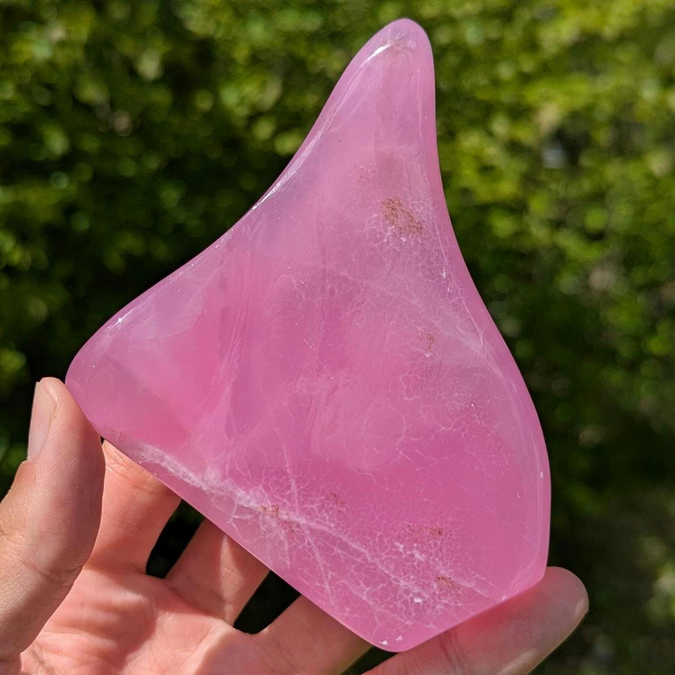 268g Vivid Natural Pink Aragonite Freeform - Balochistan, Pakistan - Polished Pink Aragonite Crystal - Genuine Bright Pink Aragonite