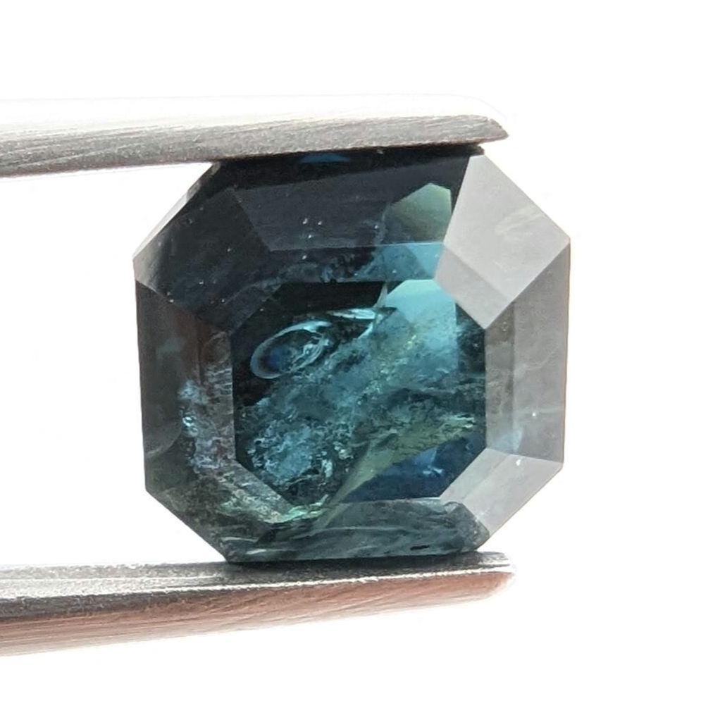 2.58ct Parti Dark Teal Sapphire - Queensland, Australia - Heated Green Blue Octagon Loose Gemstone