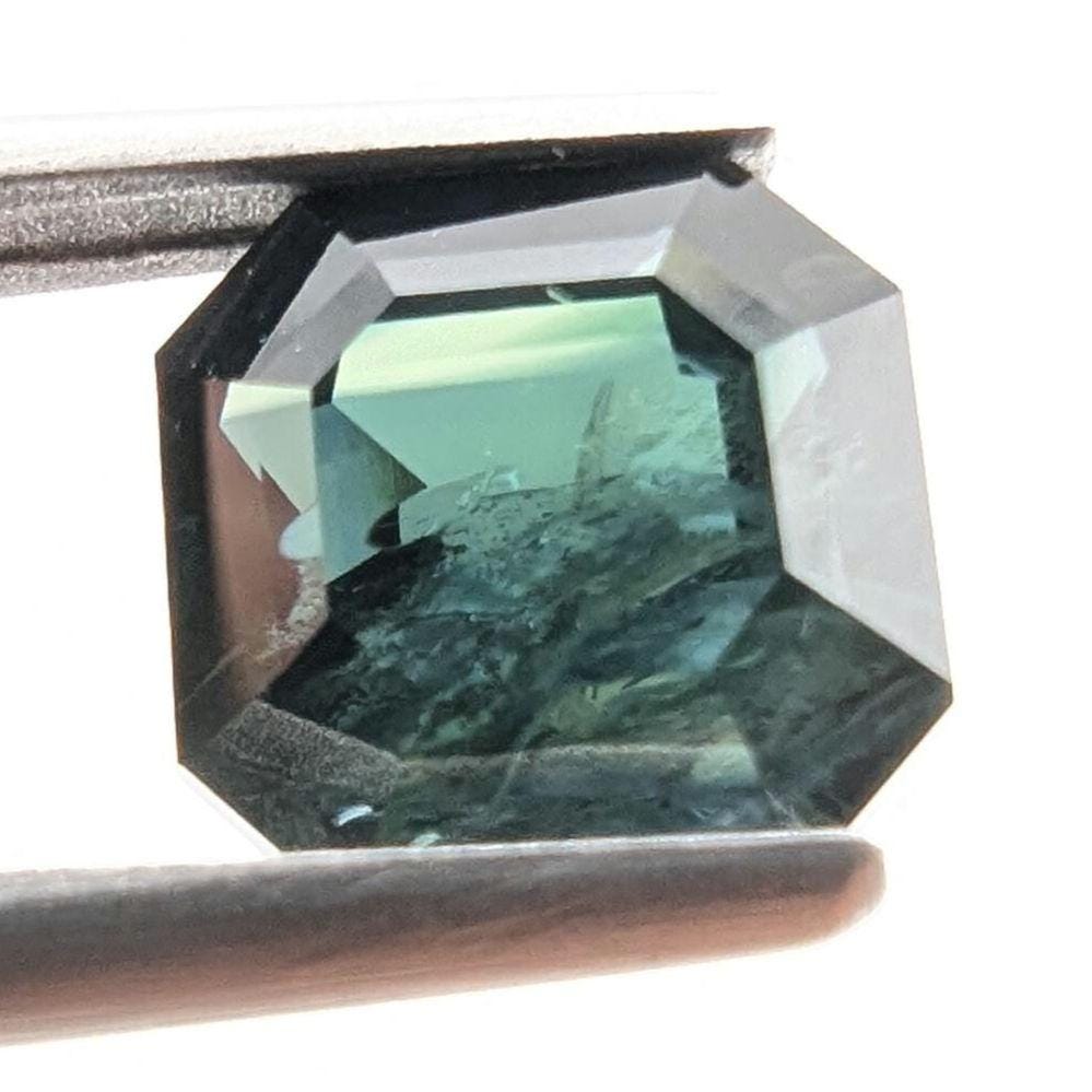 2.58ct Parti Dark Teal Sapphire - Queensland, Australia - Heated Green Blue Octagon Loose Gemstone