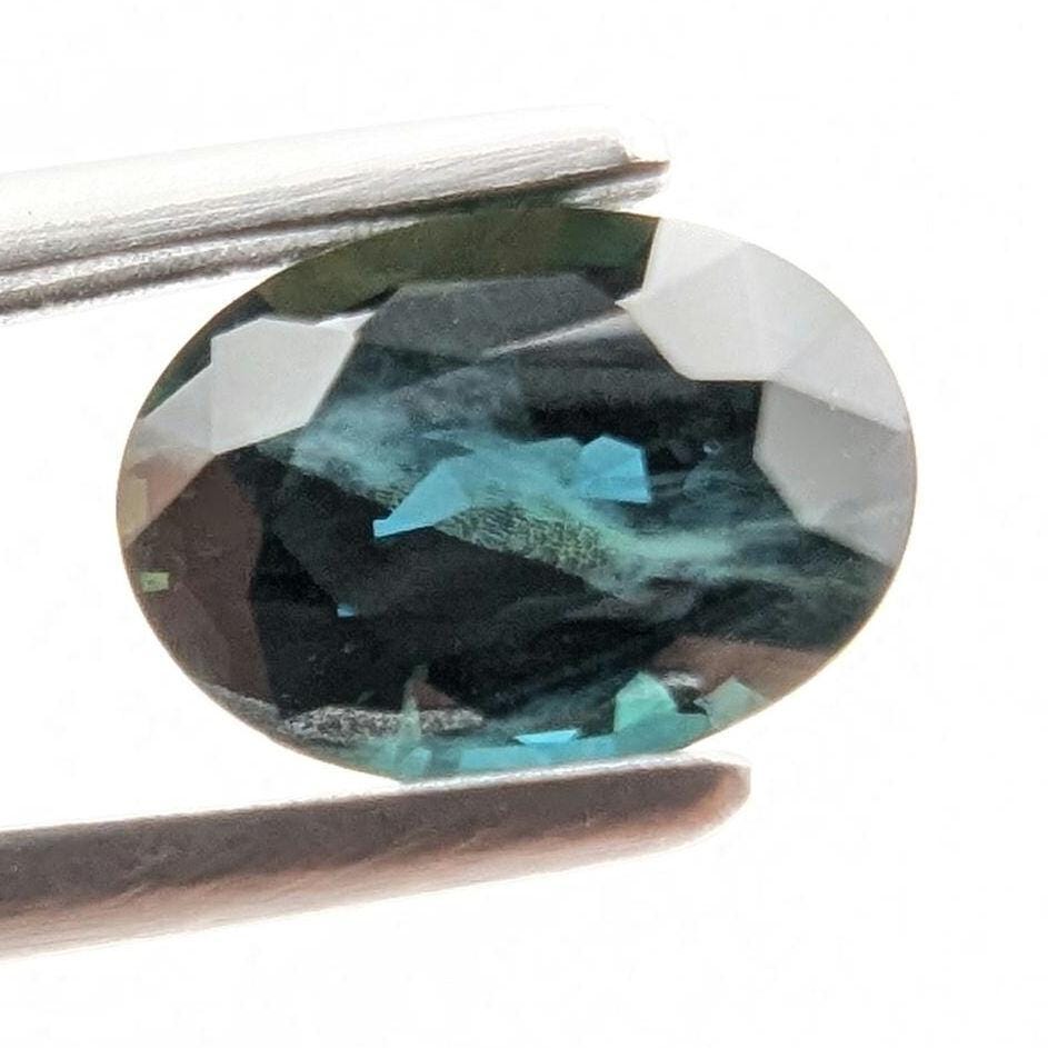 1.06ct Parti Dark Teal Sapphire - Queensland, Australia - Heated Oval Loose Gemstone